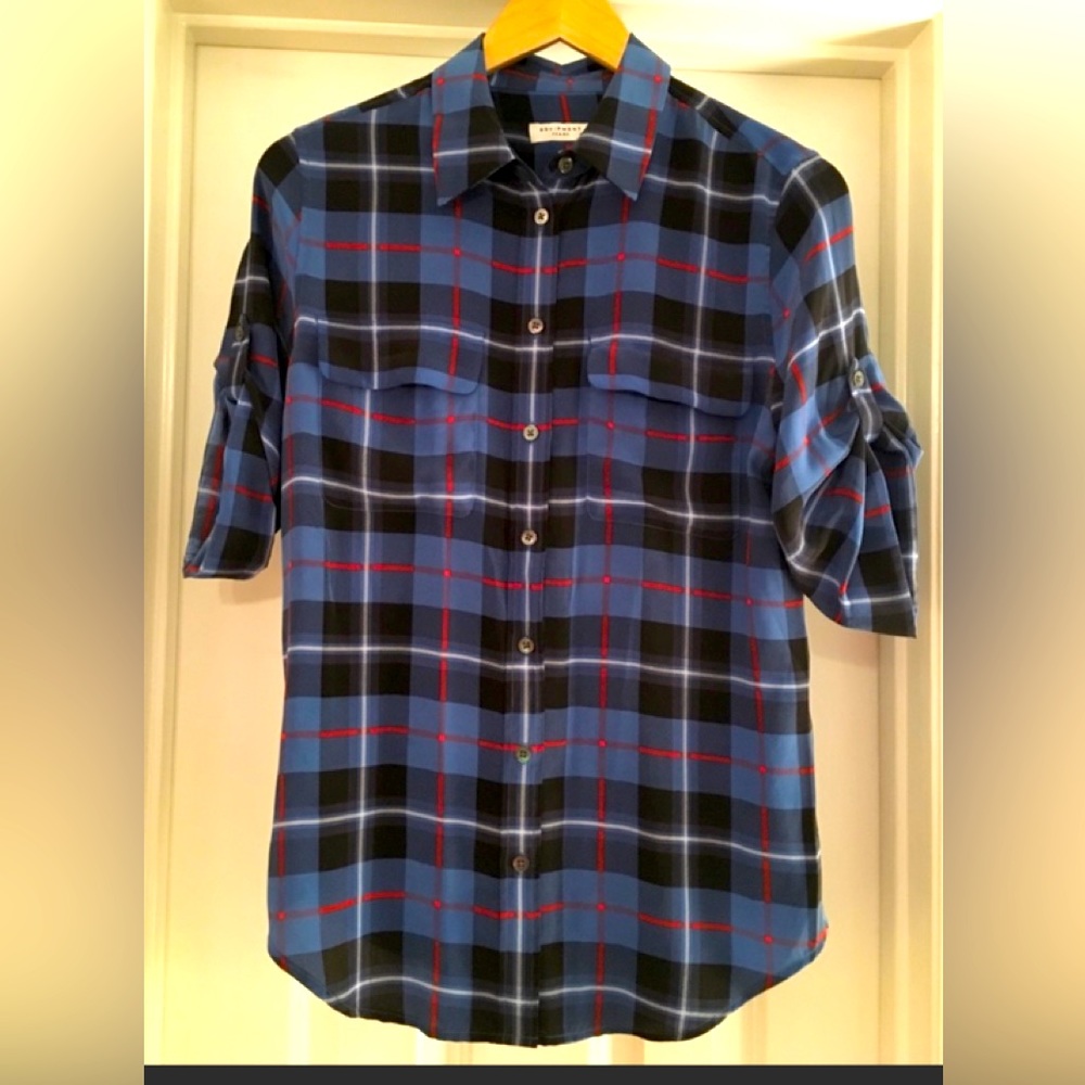 Equipment Femme XS Silk Blouse Plaid
